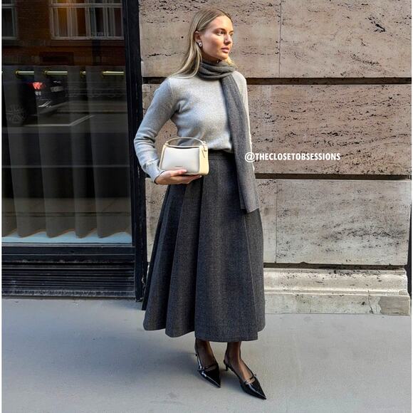 ZARA BLOGGER FAVE!!! Wool-Blend Midi Skirt NWT - Picture 9 of 16